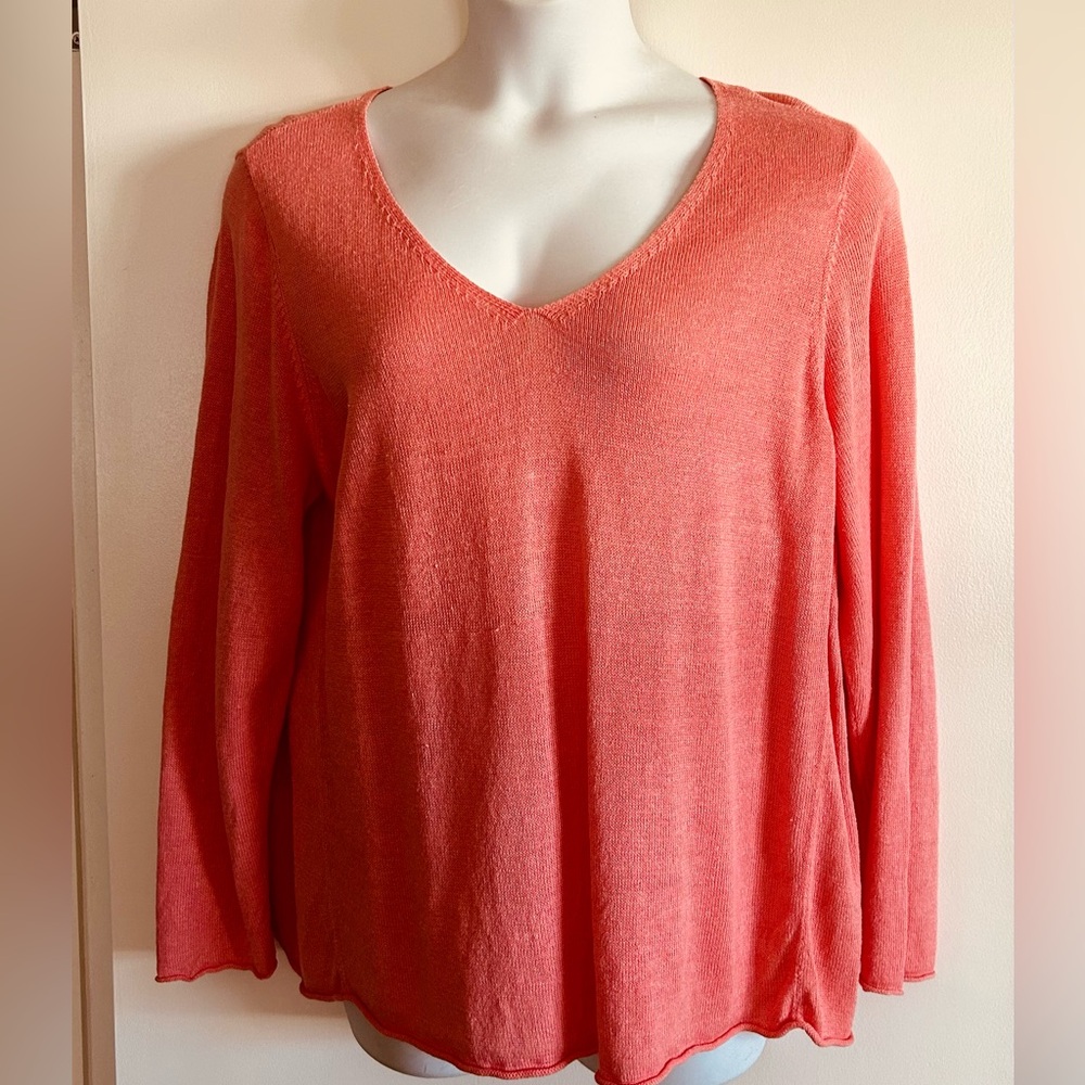 Eileen Fisher 2X Sweater Linen Pink Flamingo